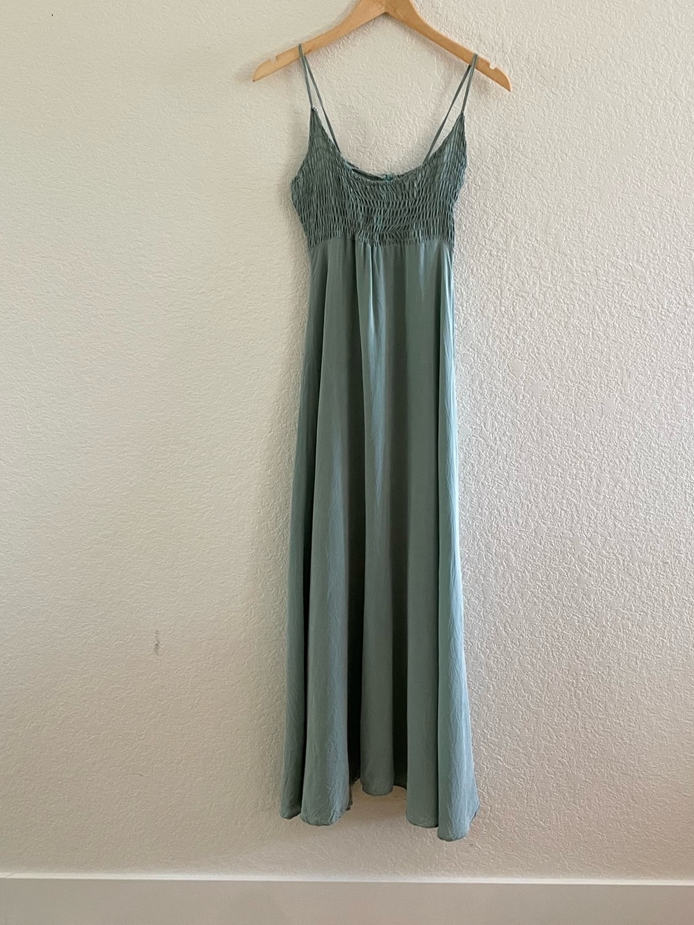 Vintage 90s Maxi Slip Dress with Smocked Bodice Flowy Mermaid Fairy